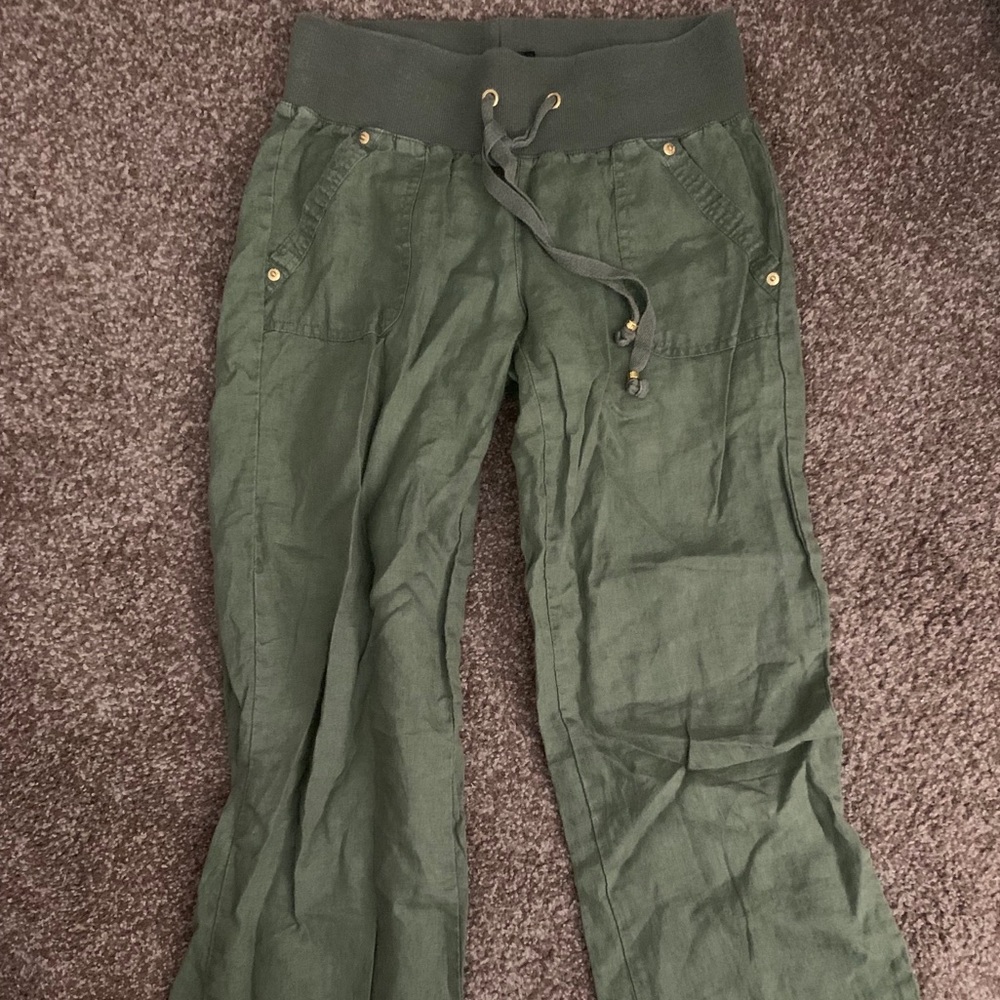 Guess Olive Green Cotten/Linen Pants, XS